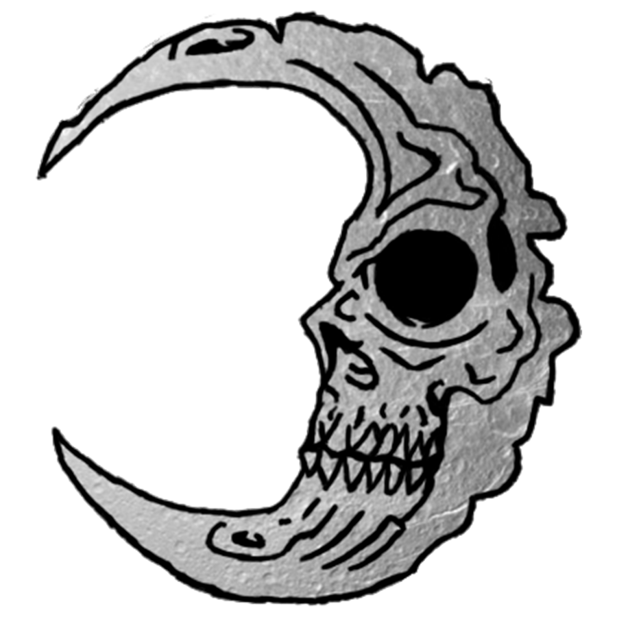 Crescent skull illustration