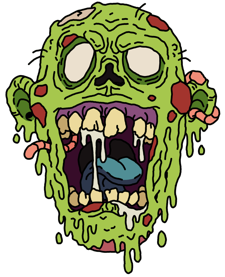 Green zombie head illustration